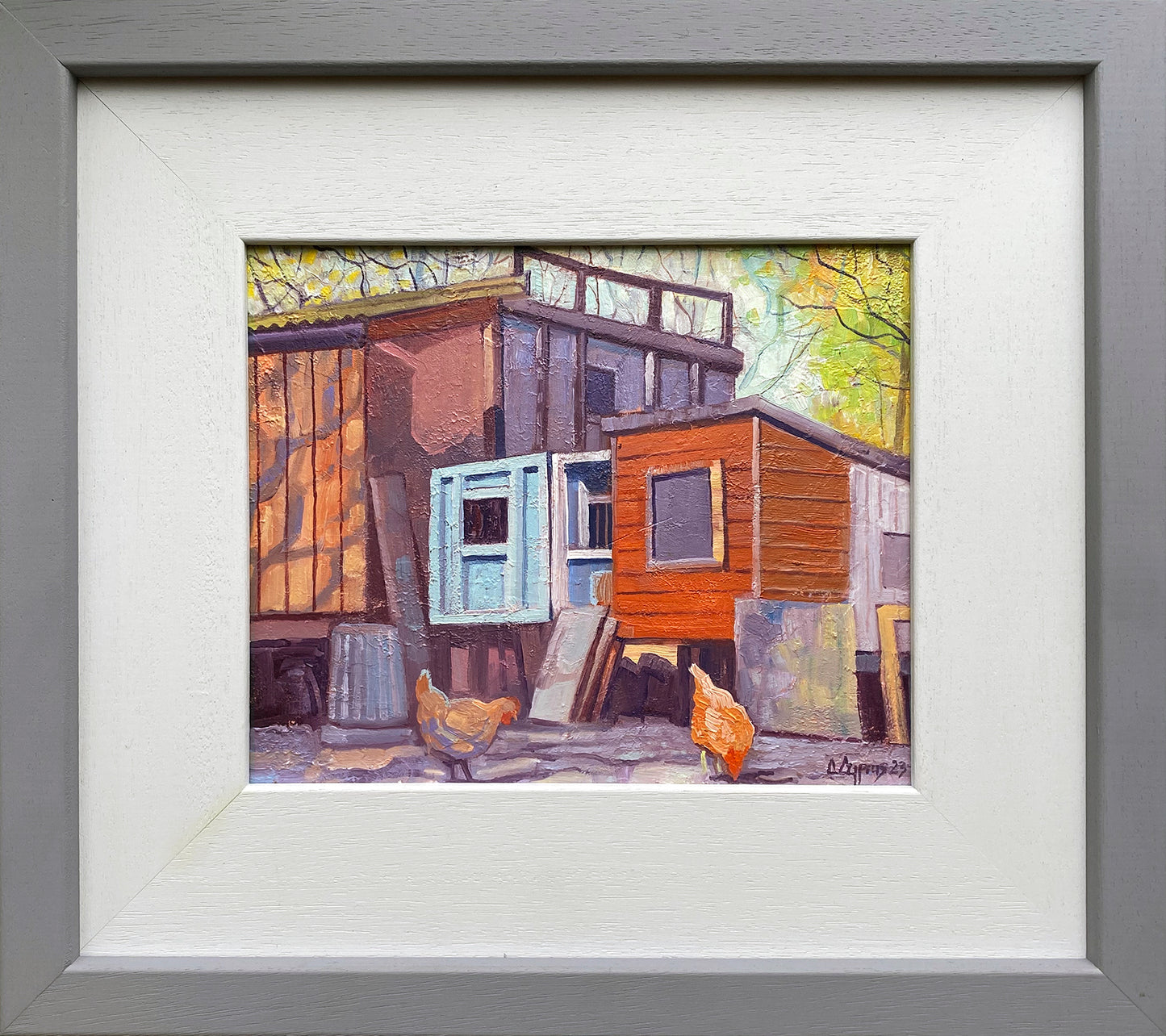 Hen Huts ~ Oils On Board 2023 ~ Includes Bespoke Frame ~ Chris Cyprus Artist