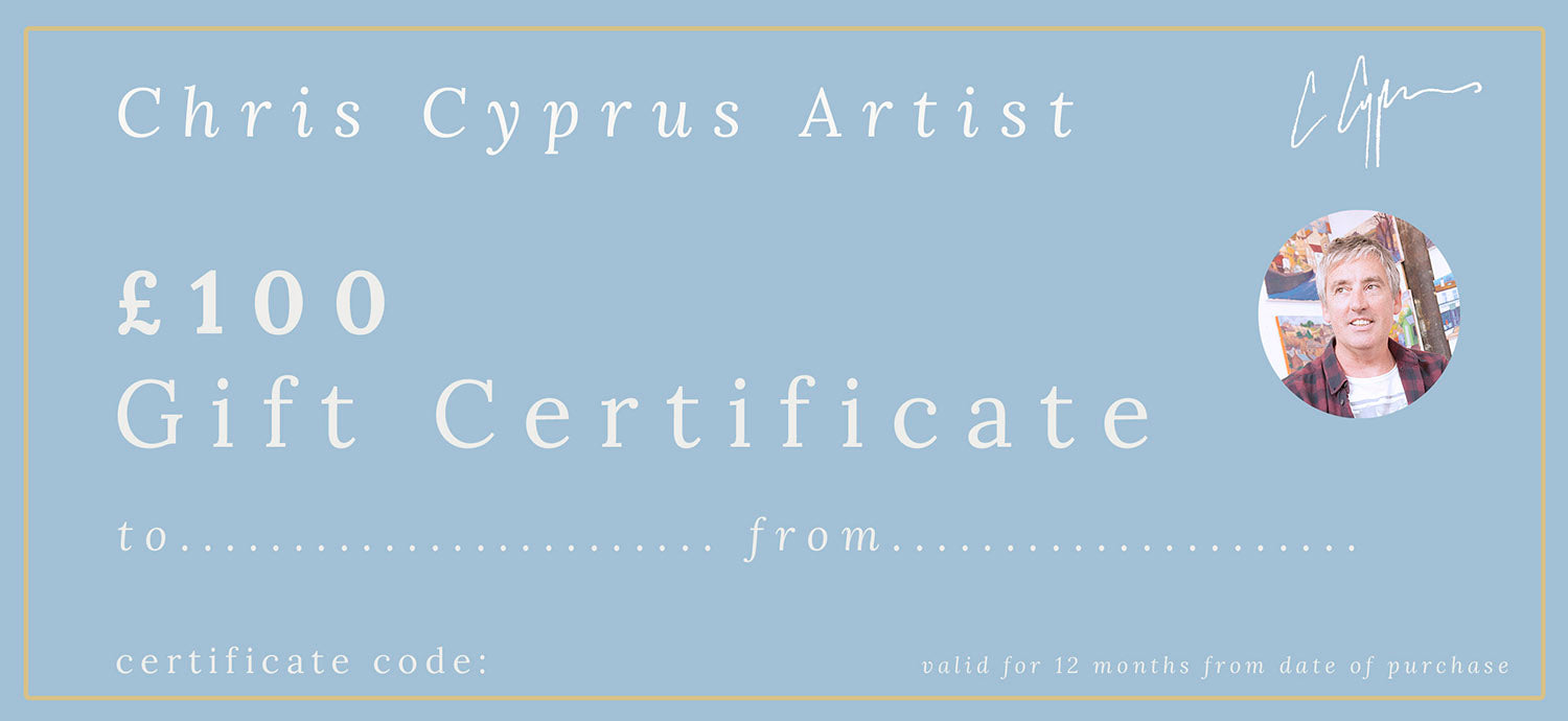 Gift Certificates by Chris Cyprus Artist ~ £25 £50 or £100 available