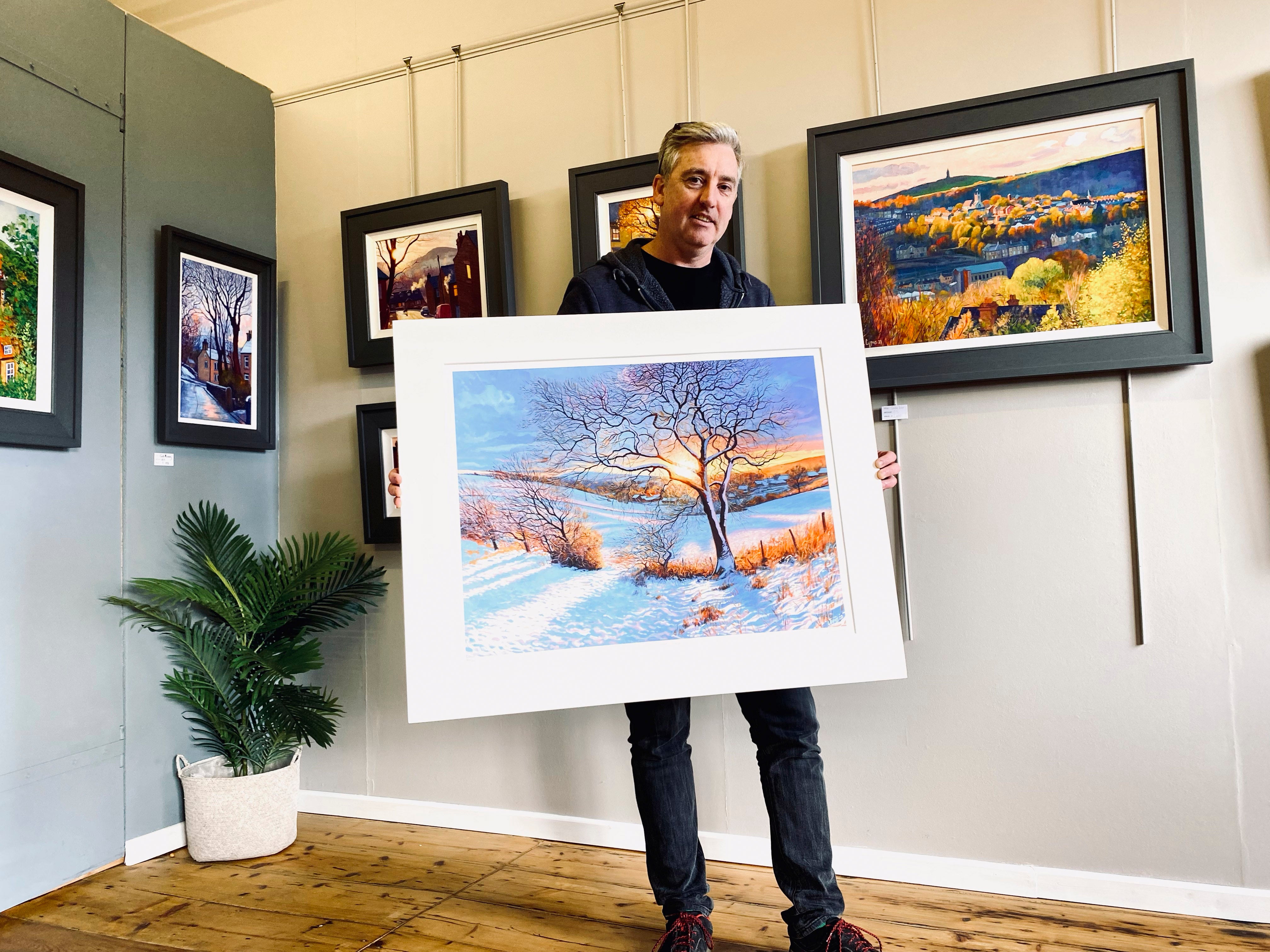 Artist chris cyprus with print 'fire and snow' 