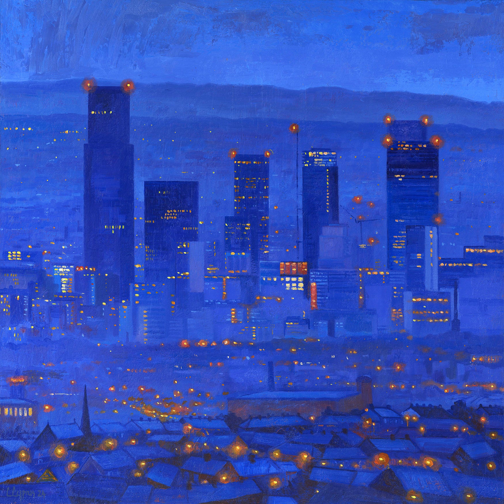 City Lights ~ Gicleé Print of Manchester Skyline by Artist Chris Cyprus ©️