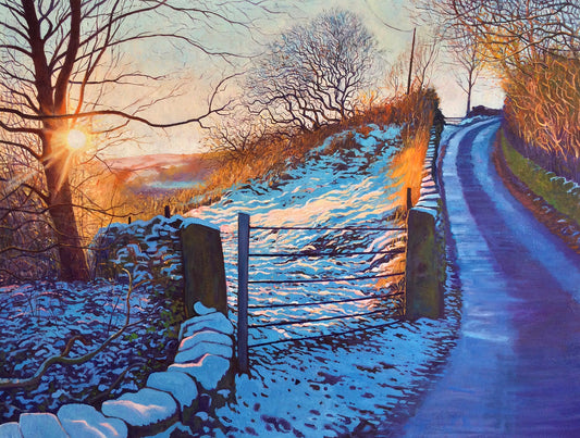 Distant Limited Edition Gicleé Print 'Distant Sun' is a reproduction from my recently completed original oil painting of a peaceful evening landscape after snowfall Only 100 copies are available, signed & embossed with a certificate of authenticity