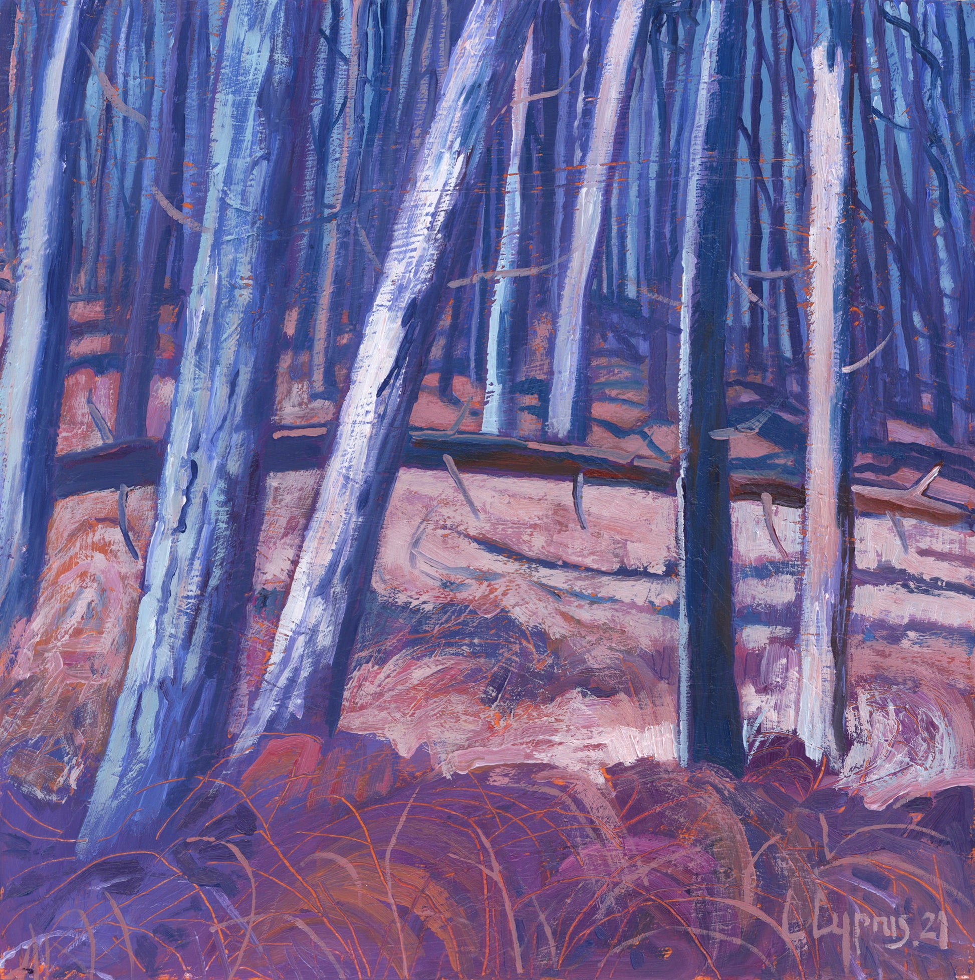 'Fallen Pine' oil painting by Chris Cyprus Artist © 2021