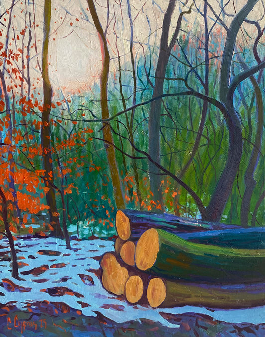 Log Store ~ Oils on Canvas 2025 ~ Free Shipping to UK Addresses