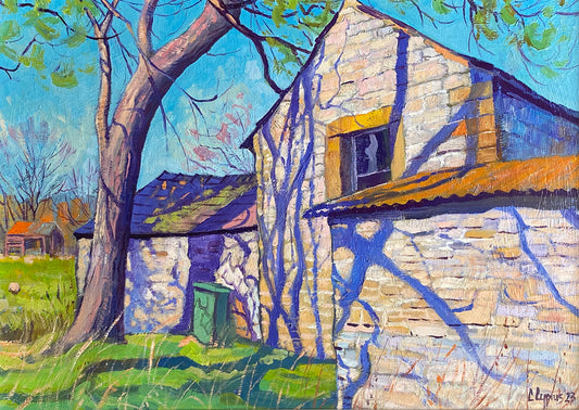 Old Barn ~ Oils On Canvas Board 2023 ~ Bespoke Frame ~ Chris Cyprus Artist