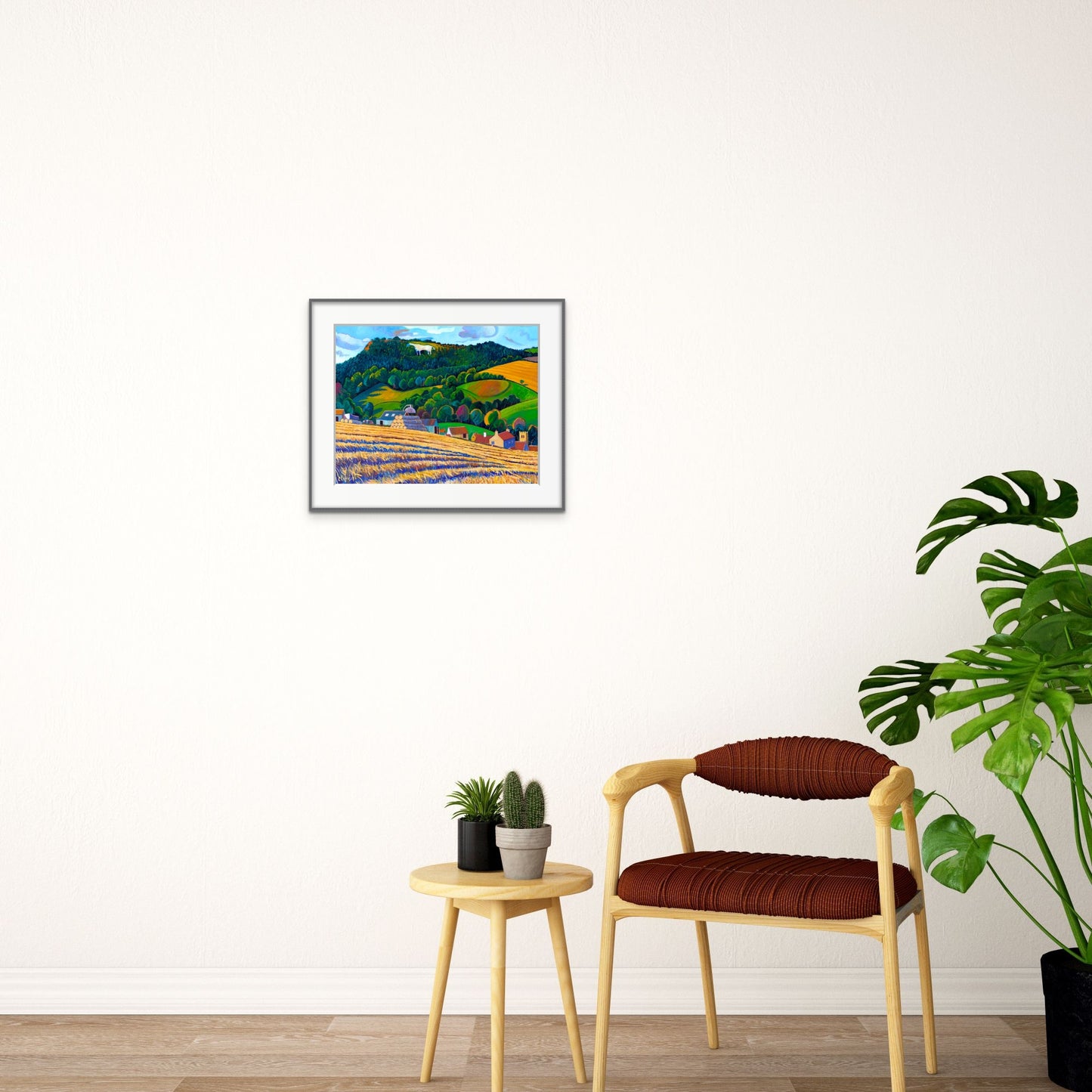 Limited Edition Gicleé print  by artist Chris Cyprus. A beautiful depiction of the famous 'horse on the hill' etched into the landscape at Sutton Bank in the North Yorkshire Moors National Park. Signed & embossed with a certificate of authentication.  Printed on archival paper. Highest quality fade resistant inks used. This product is tube-rolled for worldwide shipping. The image shows the print framed and on display