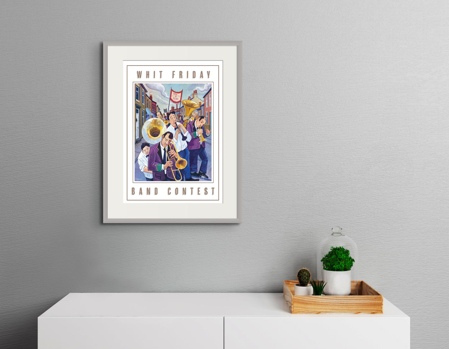 The Whit Friday Band Contest is a long held tradition and has been taking place in the villages of Saddleworth & Tameside since 1884!  Artwork reproduced from painting 'The tourists' 2016      A2 size     Printed on 250gsm silk board paper - sustainably sourced     Tube rolled ideal for worldwide shipping. The image shows the poster framed and displayed 